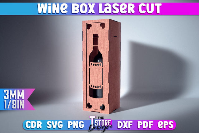 Wine Box Laser Cut | Gift Wine Box Laser Cut Design | CNC Files SVG The T Store Design 