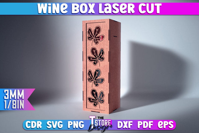 Wine Box Laser Cut | Gift Wine Box Laser Cut Design | CNC Files SVG The T Store Design 