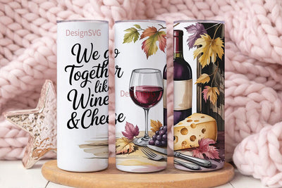 Wine & Cheese 20oz Tumbler Wrap Sublimation DesignSVG 