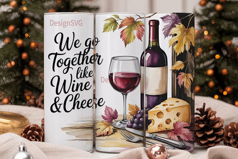 Wine & Cheese 20oz Tumbler Wrap Sublimation DesignSVG 