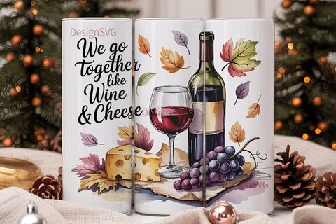 Wine & Cheese 20oz Tumbler Wrap Sublimation DesignSVG 