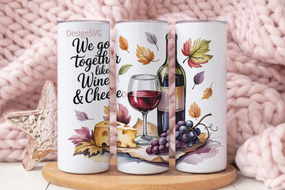 Wine & Cheese 20oz Tumbler Wrap Sublimation DesignSVG 