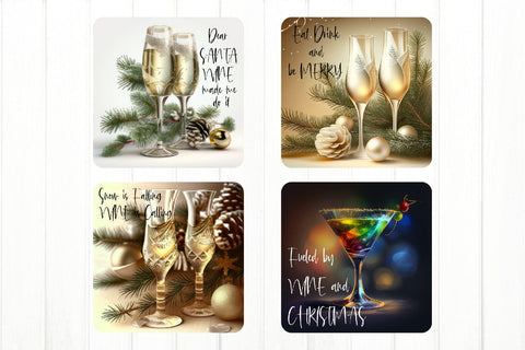 Wine Christmas Bundle PNG. Square Magnet Fridge PNG Sublimation Olga Terlyanskaya 