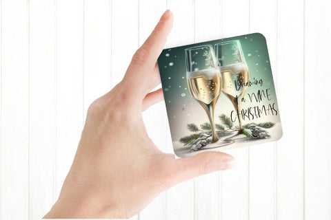 Wine Christmas Bundle PNG. Square Magnet Fridge PNG Sublimation Olga Terlyanskaya 
