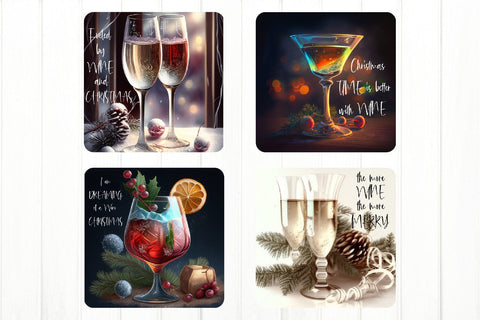 Wine Christmas Bundle PNG. Square Magnet Fridge PNG Sublimation Olga Terlyanskaya 