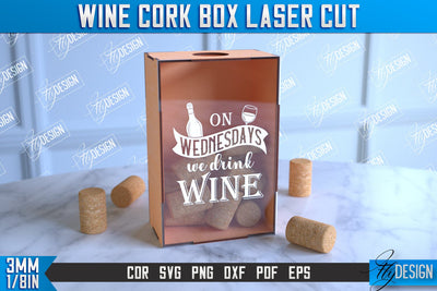 Wine Cork Box | Beer Bottle Caps Box | Cork Collectors | Wine Lovers | CNC File SVG Fly Design 