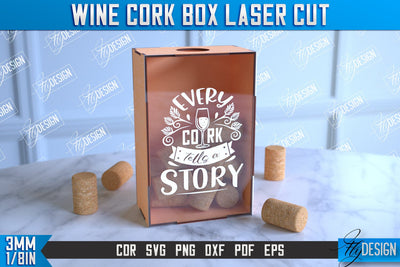 Wine Cork Box | Beer Bottle Caps Box | Cork Collectors | Wine Lovers | CNC File SVG Fly Design 
