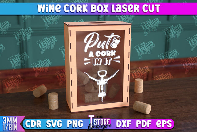 Wine Cork Box | Beer Bottle Caps Box | Cork Collectors | Wine Lovers | CNC File SVG The T Store Design 