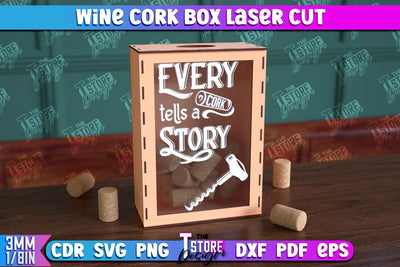 Wine Cork Box | Beer Bottle Caps Box | Cork Collectors | Wine Lovers | CNC File SVG The T Store Design 