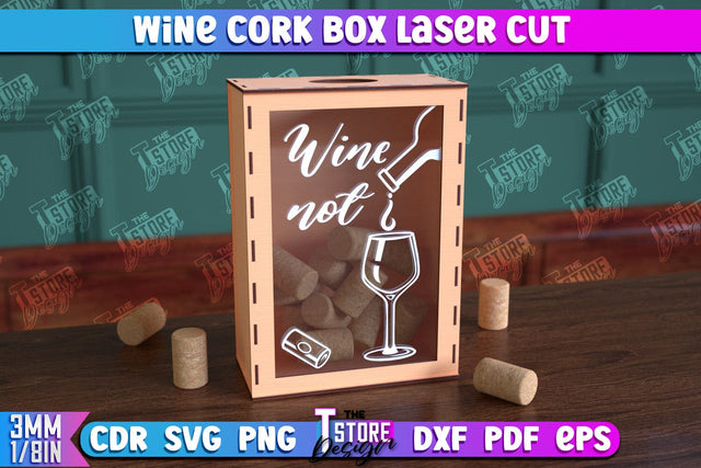 Wine Cork Box | Beer Bottle Caps Box | Cork Collectors | Wine Lovers | CNC File SVG The T Store Design 