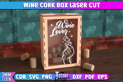 Wine Cork Box | Beer Bottle Caps Box | Cork Collectors | Wine Lovers | CNC File SVG The T Store Design 