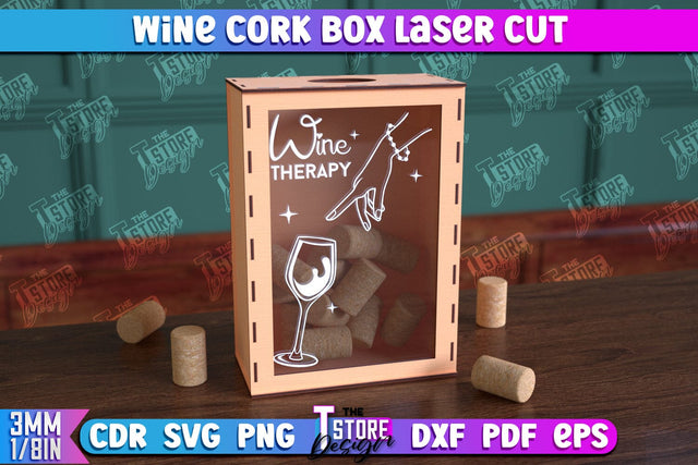 Wine Cork Box | Beer Bottle Caps Box | Cork Collectors | Wine Lovers | CNC File SVG The T Store Design 