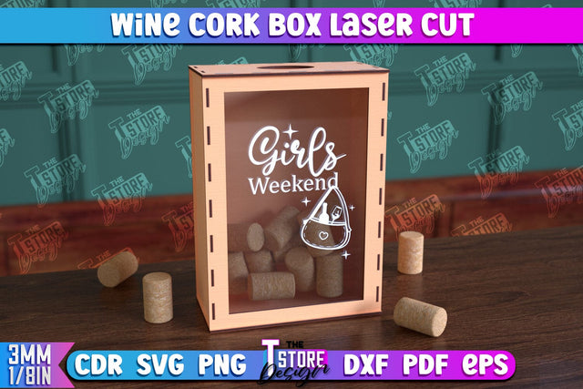 Wine Cork Box | Beer Bottle Caps Box | Cork Collectors | Wine Lovers | CNC File SVG The T Store Design 