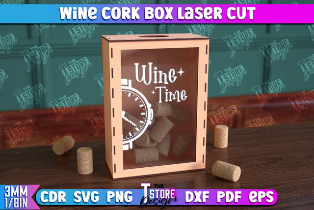 Wine Cork Box | Beer Bottle Caps Box | Cork Collectors | Wine Lovers | CNC File SVG The T Store Design 
