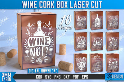 Wine Cork Box Bundle | Beer Bottle Caps Box | Cork Collectors | Wine Lovers | CNC File SVG Fly Design 