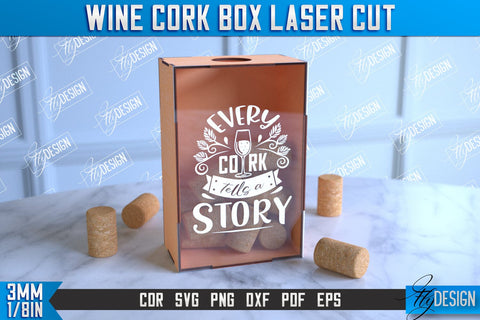 Wine Cork Box Bundle | Beer Bottle Caps Box | Cork Collectors | Wine Lovers | CNC File SVG Fly Design 