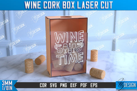 Wine Cork Box Bundle | Beer Bottle Caps Box | Cork Collectors | Wine Lovers | CNC File SVG Fly Design 