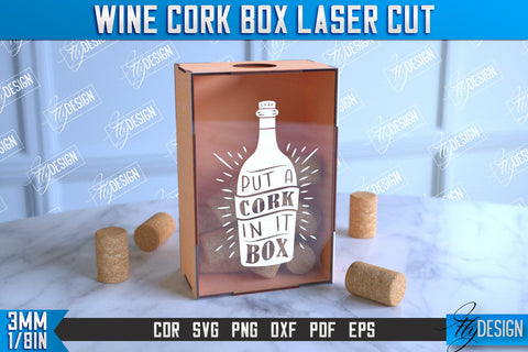 Wine Cork Box Bundle | Beer Bottle Caps Box | Cork Collectors | Wine Lovers | CNC File SVG Fly Design 