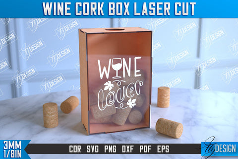 Wine Cork Box Bundle | Beer Bottle Caps Box | Cork Collectors | Wine Lovers | CNC File SVG Fly Design 