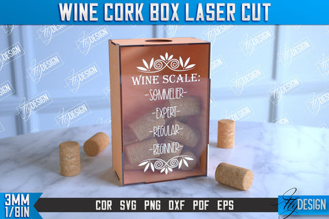 Wine Cork Box Bundle | Beer Bottle Caps Box | Cork Collectors | Wine Lovers | CNC File SVG Fly Design 