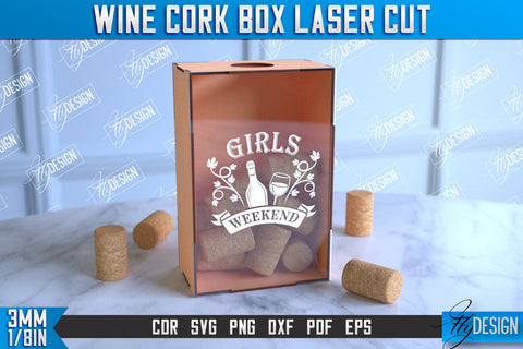 Wine Cork Box Bundle | Beer Bottle Caps Box | Cork Collectors | Wine Lovers | CNC File SVG Fly Design 