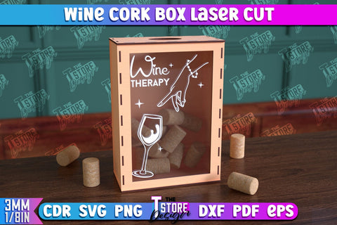 Wine Cork Box Bundle | Beer Bottle Caps Box | Cork Collectors | Wine Lovers | CNC File SVG The T Store Design 