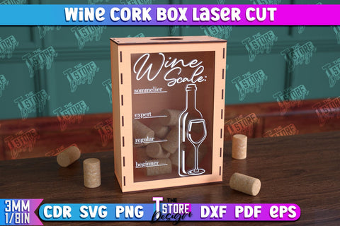 Wine Cork Box Bundle | Beer Bottle Caps Box | Cork Collectors | Wine Lovers | CNC File SVG The T Store Design 