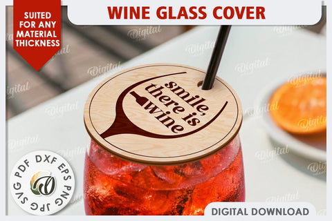 Wine Glass Cover Laser Cut Design. Wine Glass Design SVG SVG Evgenyia Guschina 