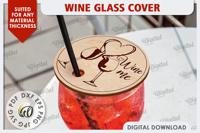Wine Glass Cover Laser Cut Design. Wine Glass Design SVG SVG Evgenyia Guschina 