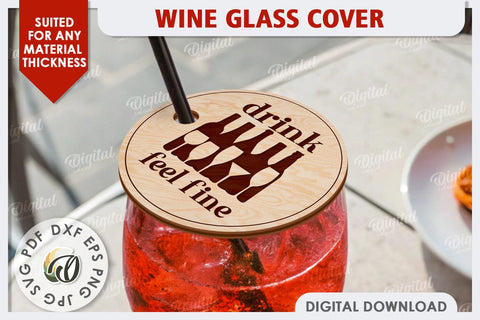 Wine Glass Cover Laser Cut Design. Wine Glass Design SVG SVG Evgenyia Guschina 