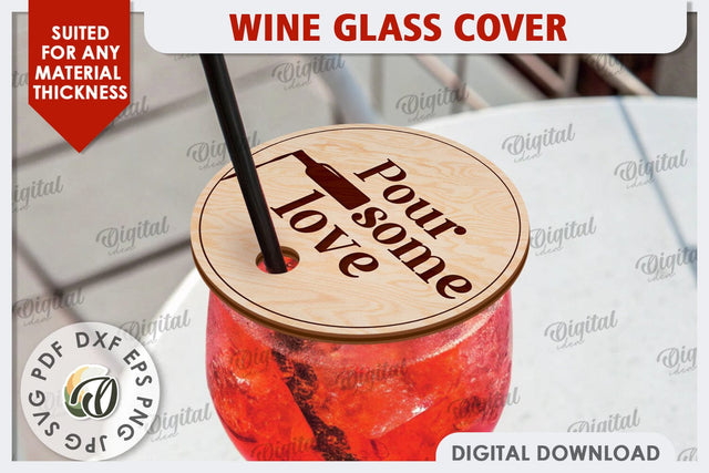 Wine Glass Cover Laser Cut Design. Wine Glass Design SVG SVG Evgenyia Guschina 