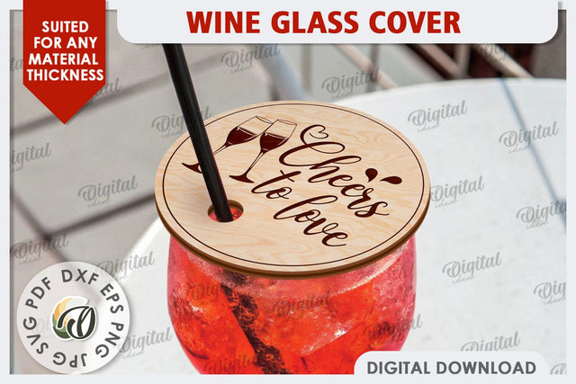 Wine Glass Cover Laser Cut Design. Wine Glass Design SVG SVG Evgenyia Guschina 