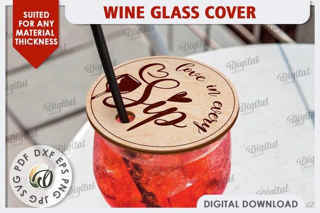 Wine Glass Cover Laser Cut Design. Wine Glass Design SVG SVG Evgenyia Guschina 