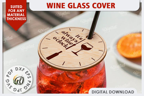 Wine Glass Covers Laser Cut Bundle. Wine Glass Design SVG SVG Evgenyia Guschina 