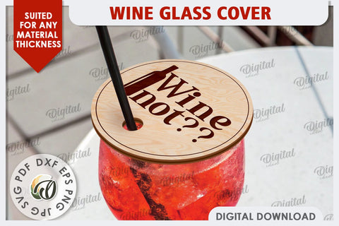 Wine Glass Covers Laser Cut Bundle. Wine Glass Design SVG SVG Evgenyia Guschina 