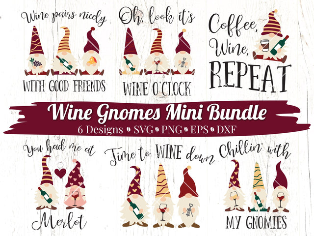 Wine Gnomes Mini Bundle SVG Caffeinated SVGs 