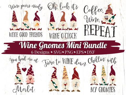 Wine Gnomes Mini Bundle SVG Caffeinated SVGs 