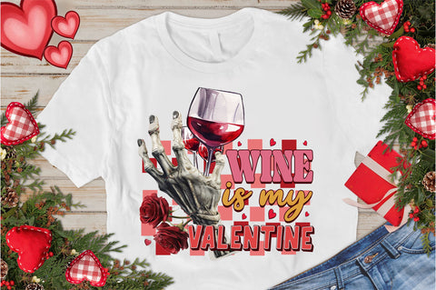 Wine is my valentine PNG Design Sublimation Regulrcrative 