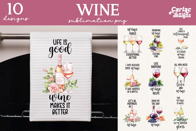 Wine Kitchen Towel Sublimation Sublimation Carla C Designs 