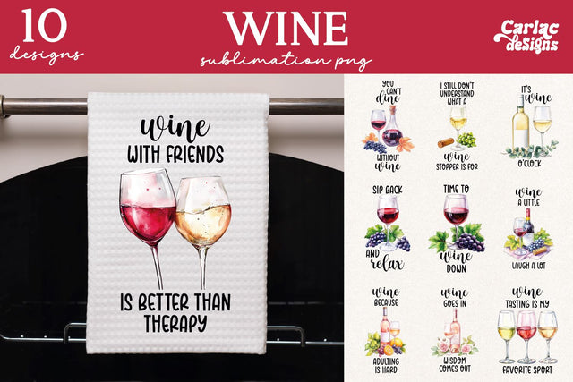 Wine Kitchen Towel Sublimation Sublimation Carla C Designs 