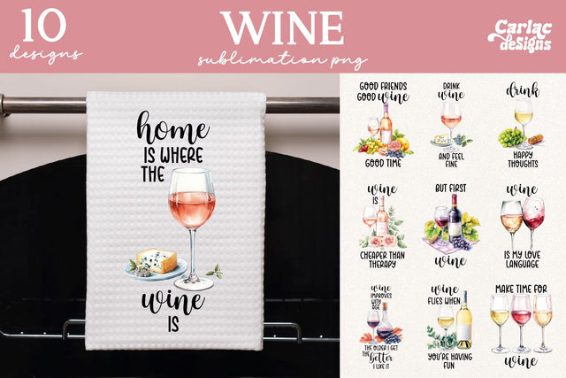 Wine Kitchen Towel Sublimation Sublimation Carla C Designs 