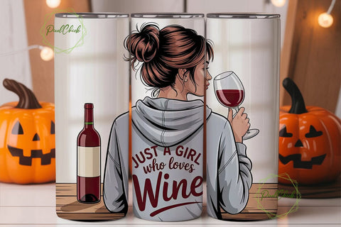 Wine Lover Girl 20oz Tumbler Wrap Sublimation PixelChick 