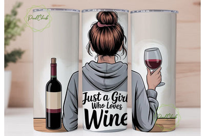 Wine Lover Girl 20oz Tumbler Wrap Sublimation PixelChick 