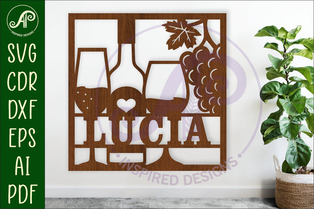 Wine lovers themed named wall sign or card topper SVG APInspireddesigns 