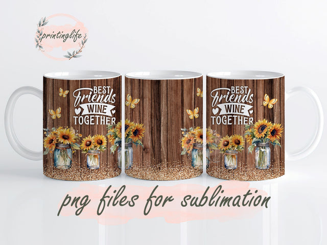 Wine Mug Wrap Design, Instant Digital Design Download Mug Wrap Design, Mug Design PNG Sublimation PrintingLife 