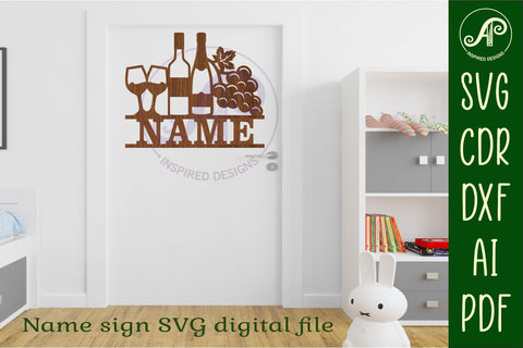 Wine name sign svg laser cut file SVG APInspireddesigns 