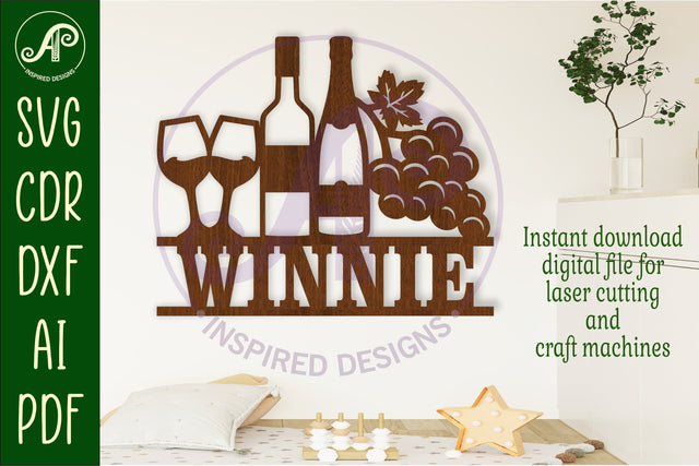 Wine name sign svg laser cut file SVG APInspireddesigns 