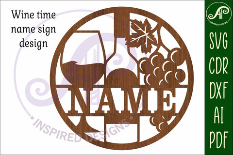Wine name sign svg laser cut template SVG APInspireddesigns 