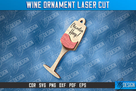 Wine Ornament Laser Cut | Laser Cut SVG | CNC File SVG Fly Design 