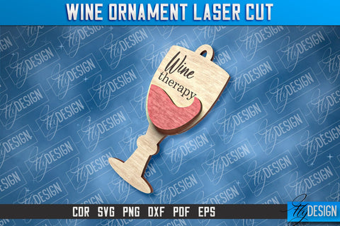 Wine Ornament Laser Cut | Laser Cut SVG | CNC File SVG Fly Design 